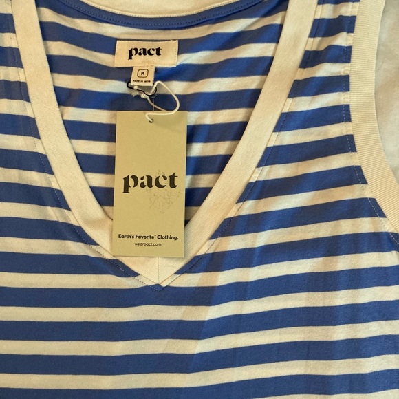 NWT Pact Organic Softspun A-Line Striped Tank Dress Size Medium Blue - Picture 8 of 11